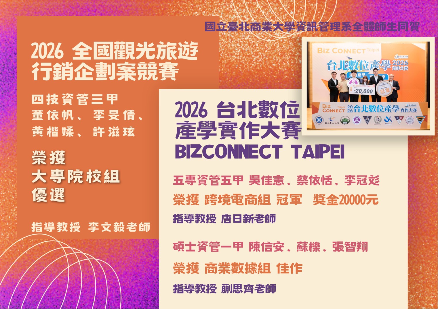 2026 台北數位產學實作大賽 BizConnect Taipei及2026 全國觀光旅遊行銷企劃案競賽